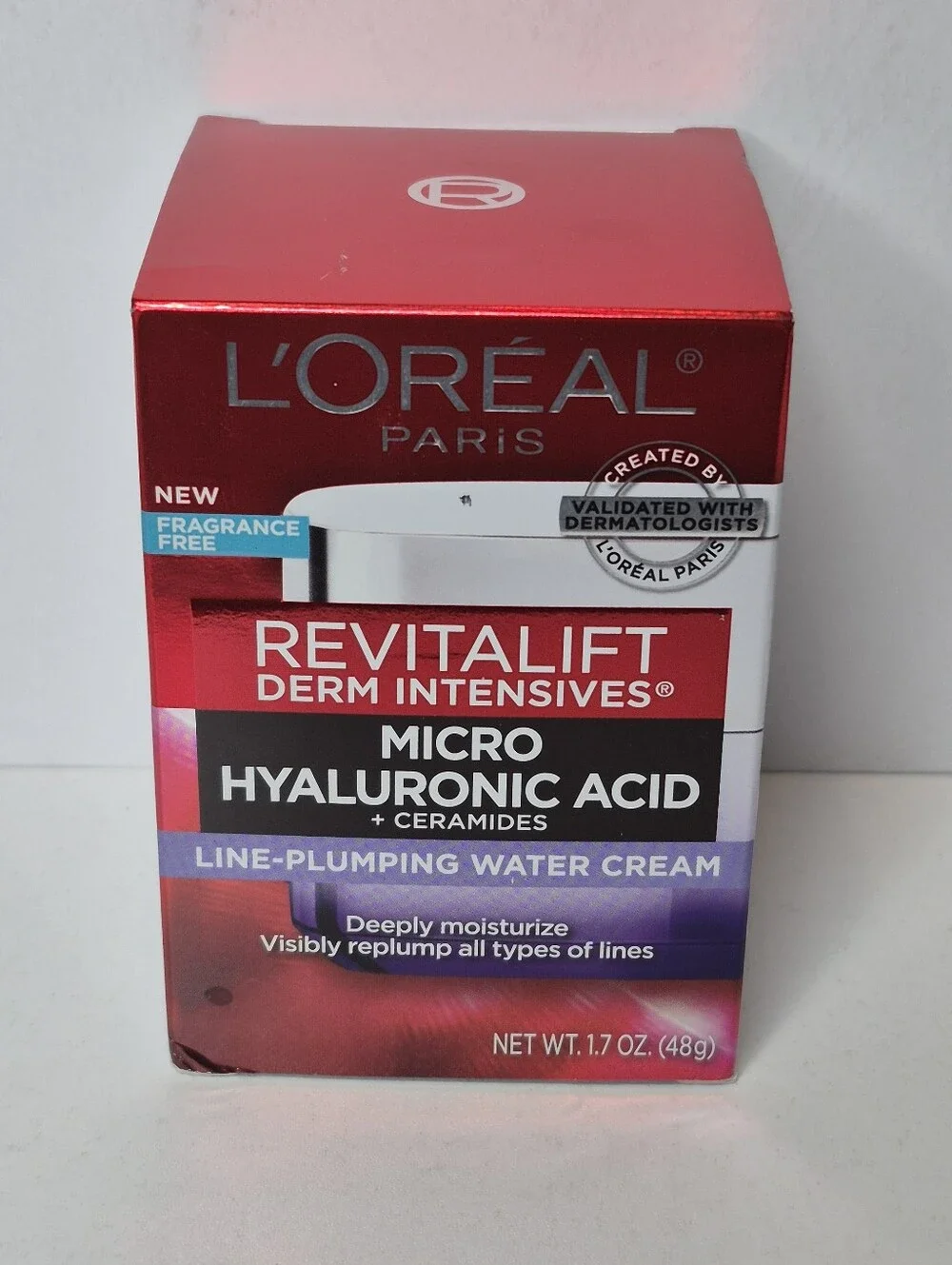L'Oreal Revitalift Hyaluronic Acid Line-Plumping Hydrating Water Cream 1.7 oz